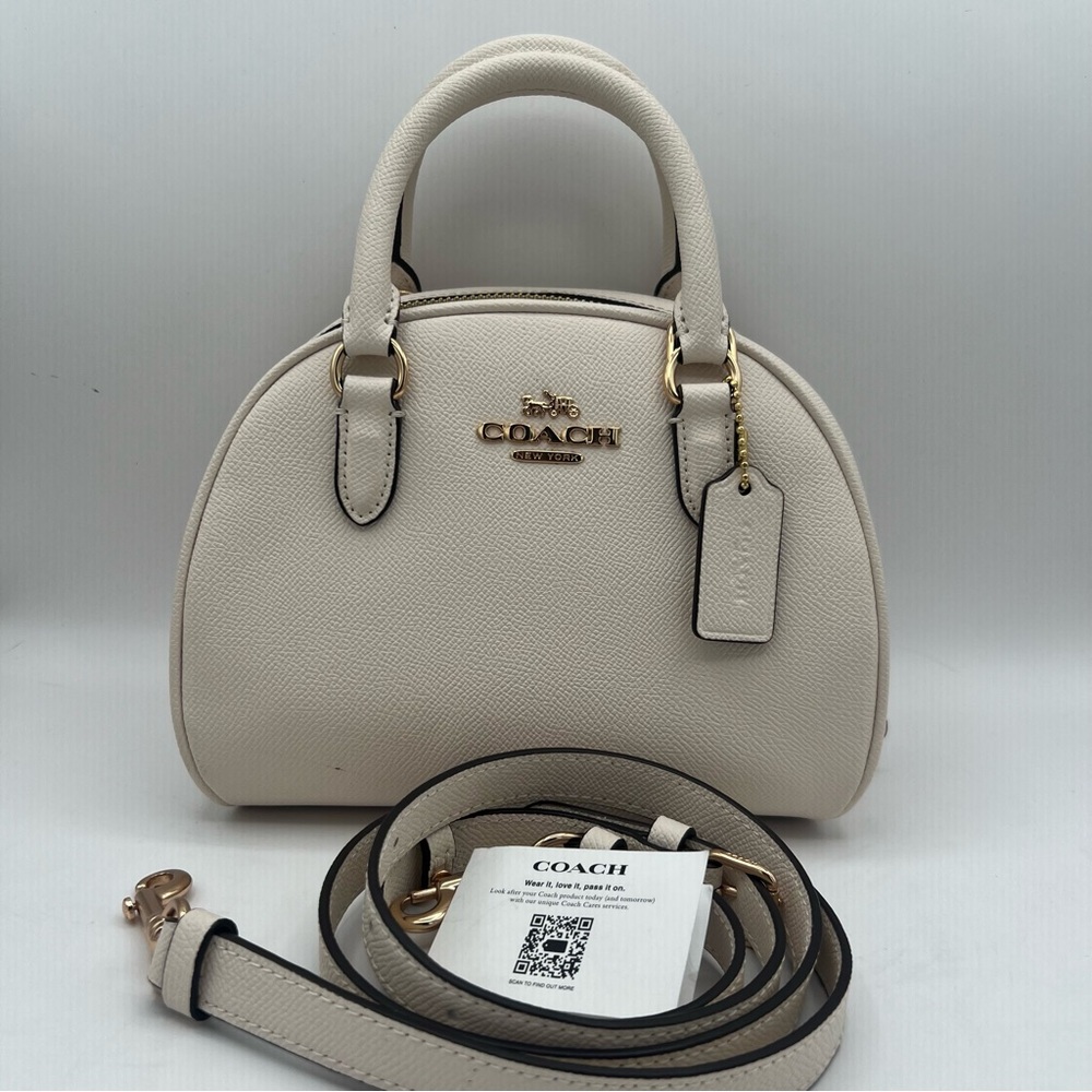 Coach Mini Dome Sydney Satchel in Light Cream with Gold Hardware